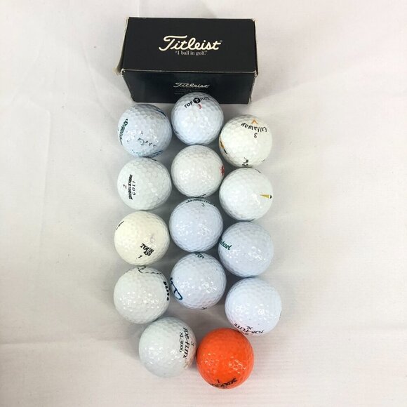 Golf Ball Lot Of 16 Assorted Balls With 47 Assorted Tees - Picture 3 of 6